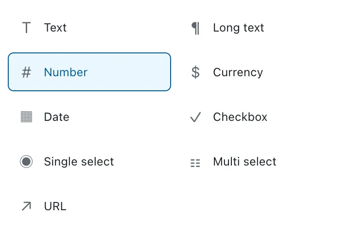 Choosing the type of a custom field in PM Engine